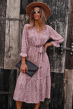 Floral long sleeve autumn winter dress