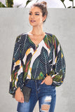 Boho Print Balloon Sleeve Blouse