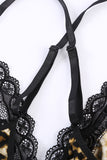 Cheetah Print Crochet Lace Backless Cami Set
