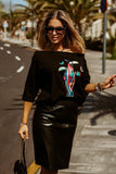 Elastic Waist Zip Side Faux Leather Short Skirt