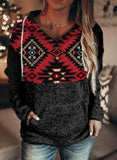 Tribal Geometric Print Hoodies with Pocket