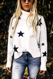 Turtleneck Dropped Sleeve Star Print Sweater