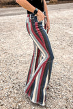 Multicolor Striped Bell Bottoms Jeans