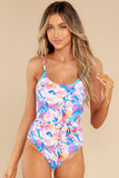 Floral Print Lace-up High Waist One-piece Swimsuit