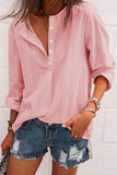 Button V Neck Single-Breasted Blouse