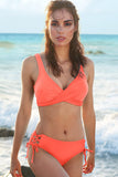Ruched Criss Cross Self-tie Drawstring Bikini Set