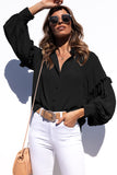 Ruffled Patchwork Bubble Sleeve Loose Shirt