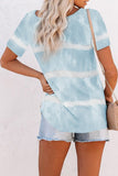 Buttoned Tie-dye Short Sleeve Top