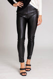 Black Exposed Seam Detail Faux Leather Pants