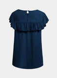 Lace Splicing Ruffled Short Sleeve T-shirt