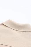 Waffle Knit Buttons Cropped Jacket with Pockets