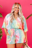 Multicolor Tie Dye Plus Size Romper