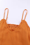 V-Neck Ruffle Adjustable Spaghetti Strap Tank Top