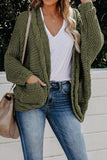 Chunky Knit Solid Cardigan with Pocket