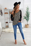 Print Patchwork Mesh Long Sleeve Top