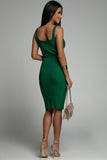 Green Sleeveless Ribbed Knit Sweater Dress with Slit