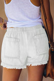 Casual Pocketed Frayed Denim Shorts