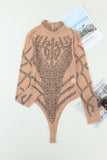 Gold Rhinestone Faux Bustier Mesh Long Sleeves Bodysuit