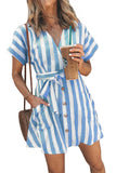 Fashion Stripe Short Sleeve Casual Dress