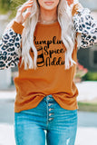 Pumpkin Spice Addict Leopard Color Block Crewneck Top