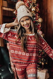 Reindeer Geometric Print Top and Skinny Pants Lounge Set