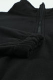 Turn-down Collar Long Sleeve Zipper Fleece Pullover Sweatshirt