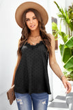 Beige V Neck Lacy Spaghetti Straps Dotted Print Tank