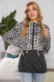 Zebra Print Patchwork Hoodie with Kangaroo Pocket
