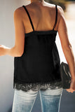 Black Satin Lace Cami Tank