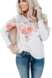Floral Striped Print Long Sleeve Top