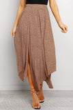 Fashion Print Side Slit Pleated Maxi Skirt