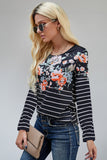 Floral Striped Print Long Sleeve Top