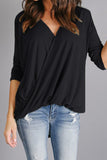 Light Gray Wrap Hi-lo Hem Blouse