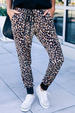 Brown Leopard Cotton Pocketed Joggers