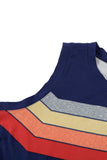 Crew Neck Colorblock Stripes Tank Top