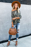 Women's Loose Camo Print Long Sleeve Top Long Sleeve Longline Pullover