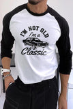 Men's Letter Car Print Color Block Long Sleeve Top