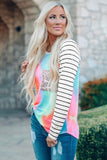 Sequin Pocket Dotted Panel Striped Sleeve Top