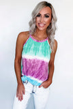 Colorblock Tie Dye Print Tank Top