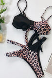 Printed Splicing Tie Bikini Set