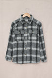 Plaid Print Buttoned Turn Down Collar Coat with Pocket