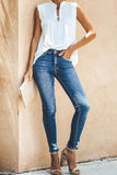 Frilled Tank Top with Buttons