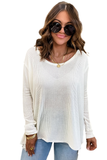 Geometric Tie Dye Ribbed Loose Fit Long Sleeve Top