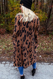 Leopard Print Open Front Cardigan with Pockets