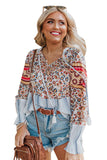 Loose Fit Floral Striped Blouse
