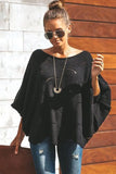 Wave Hem Long Batwing Sleeve Hollow Out Elegant Sweater