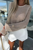 Hollow-out Knit Long Sleeve Top