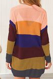Rainbow Color Block Open Front Drape Oversized Knitted Cardigan