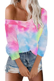Multicolour V Neck Tie-Dyed Knitted Long Sleeve Top