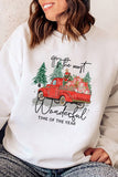 Christmas Truck Letter Graphic Print Pullover Sweatshirt